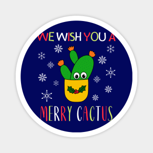 We Wish You A Merry Cactus - Opuntia Microdasys Cactus In Christmas Holly Pot Magnet